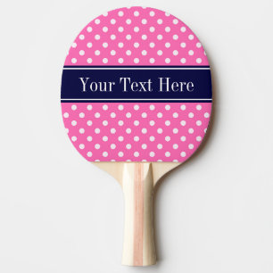 Hot Pink #2 Was Polka Dots Navy Blue Name Monogram Tischtennis Schläger