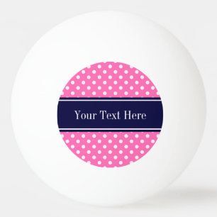 Hot Pink #2 Was Polka Dots Navy Blue Name Monogram Tischtennisball