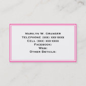 Hot Pink #2 Was Polka Dots Navy Blue Name Monogram Visitenkarte (Rückseite)