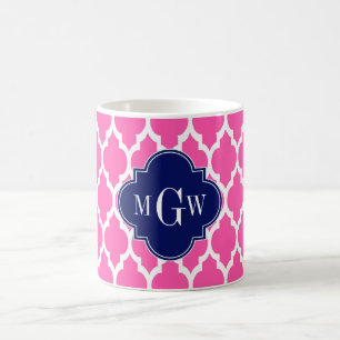 Hot Pink #2 Welch marokkanische #4 Navy Name Monog Kaffeetasse