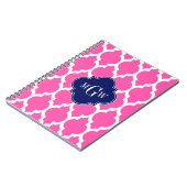 Hot Pink #2 Welch marokkanische #4 Navy Name Monog Notizblock (Linke Seite)