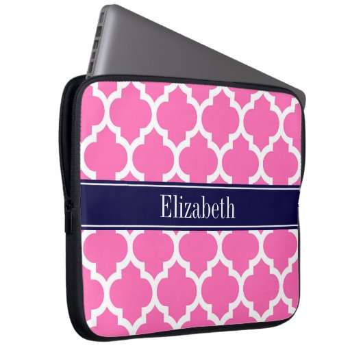 Hot Pink 2 Welch marokkanische #5 Navy Blue Name M Laptopschutzhülle (Vorne Rechts)