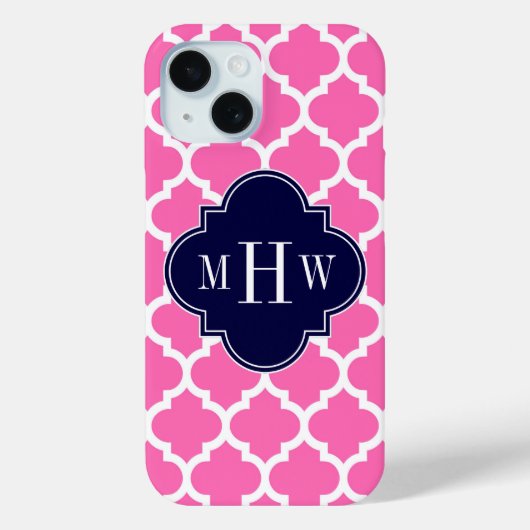 Hot Pink#2 Welches marokkanische #5 Navy 3 Monogra Case-Mate iPhone Hülle (Rückseite)