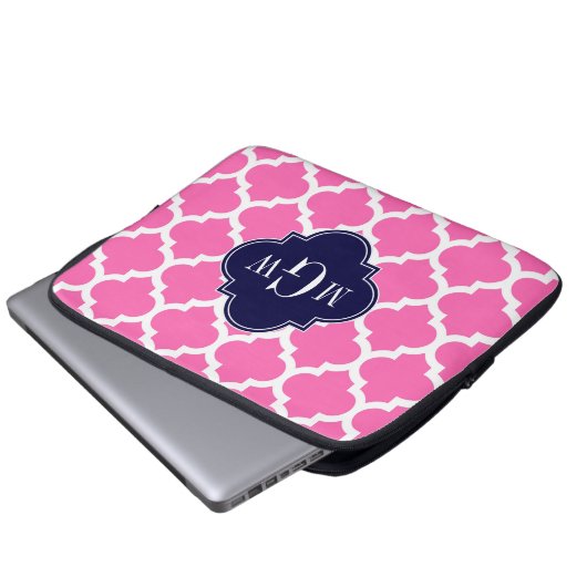 Hot Pink#2 Welches marokkanische #5 Navy 3 Monogra Laptopschutzhülle (Vorne Knopf)