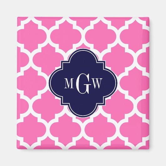 Hot Pink#2 Welches marokkanische #5 Navy 3 Monogra Magnet (Vorne)