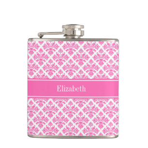 Hot Pink 2 Whask #3 (Hot Pink Name Monogram) Flachmann