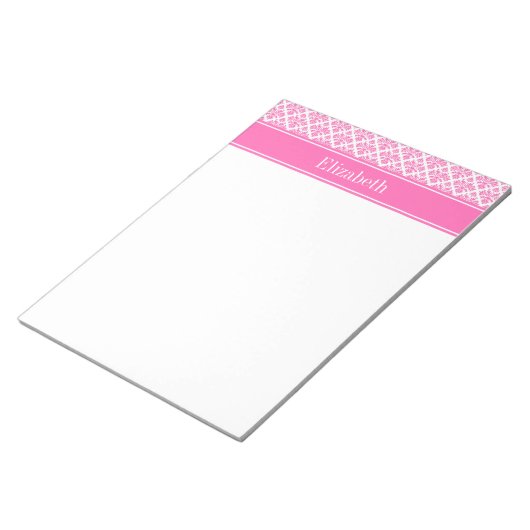 Hot Pink 2 Whask #3 (Hot Pink Name Monogram) Notizblock (angewinkelt)