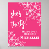 Hot Pink 30th Birthday Party Welcome Poster (Vorne)