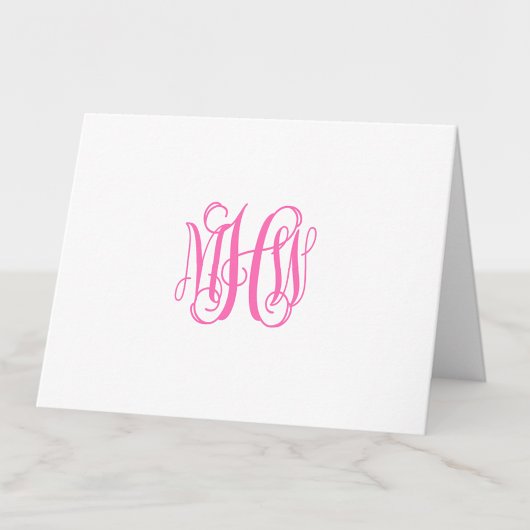 Hot Pink 3 Initial Vine Script Monogram DIY BG Dankeskarte