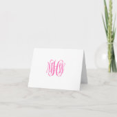 Hot Pink 3 Initial Vine Script Monogram DIY BG Dankeskarte (Vorderseite)