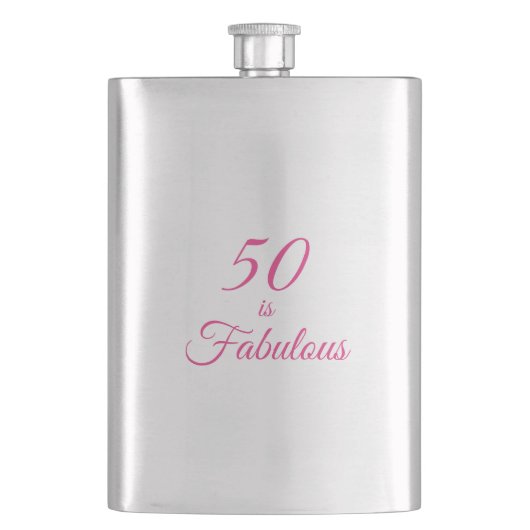 Hot Pink 50 ist fabulös Flachmann (Vorderseite)
