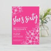 Hot Pink 60. Geburtstagsparty Einladung (Stehend Vorderseite)