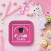 Hot Pink Abschluss Custom 2025 Graduate Pappteller (Party)