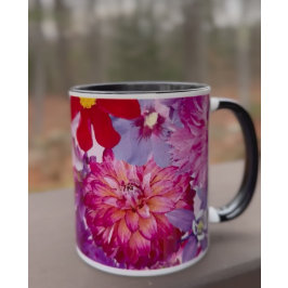 Hot Pink Abstract Floral Dahlia Coffee Tasse