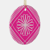 Hot Pink Abstrakte Blume Weihnachtsbaum Keramik Ornament (Rechts)