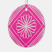 Hot Pink Abstrakte Blume Weihnachtsbaum Keramik Ornament (Links)