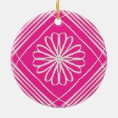 Hot Pink Abstrakte Blume Weihnachtsbaum Keramik Ornament (Hinten)