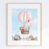 Hot Pink Air Ballon Safari Tiere Poster