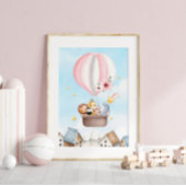 Hot Pink Air Ballon Safari Tiere Poster