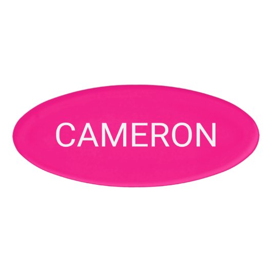 Hot Pink Akrylus Oval Name Abzeichen Magnesium 3x2 Namenschild (Vorderseite)