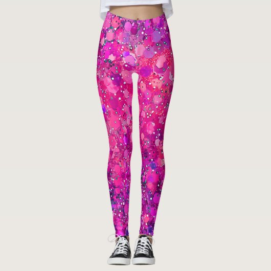 Hot-Pink-Allover-Punkte Leggings (Vorderseite)
