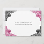 Hot Pink and Black Floral Lace Wedding Save The Date (Rückseite)