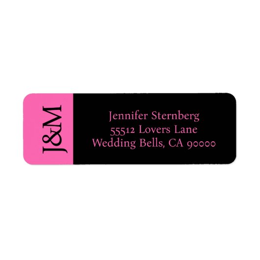Hot Pink and Black Wedding Return Address Label (Vorne)