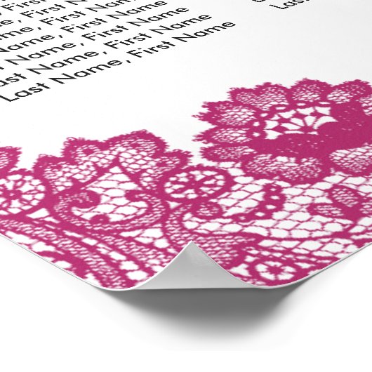 Hot Pink and Black Wedding Seating Chart 12 Poster (Ecke)