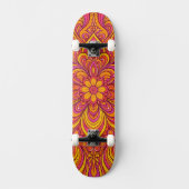 Hot Pink and Bright Orange Psychedelic Unisex Skateboard (Vorderseite)