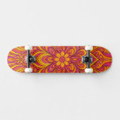 Hot Pink and Bright Orange Psychedelic Unisex Skateboard (Horizontal)