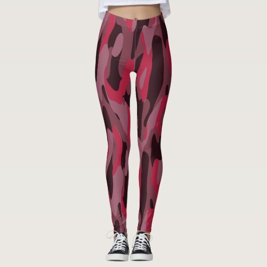 Hot pink and Burgundy Camo Leggings (Vorderseite)