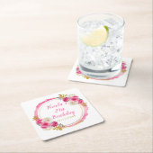 Hot Pink and Gold Elegant Flowers Birthday Party Rechteckiger Pappuntersetzer (Vor Ort)