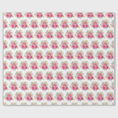 Hot Pink and Gold Elegant Flowers Geschenkpapier (Flach)