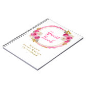 Hot Pink and Gold Elegant Flowers Sweet Sixteen Notizblock (Linke Seite)