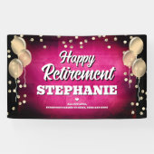 Hot Pink and Gold Happy Retirement Banner (Horizontal)