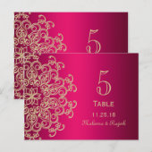 HOT PINK AND GOLD INDIAN WEDDING TABLE NUMBER CARD POSTKARTE (Vorne/Hinten)