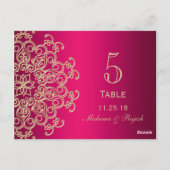 HOT PINK AND GOLD INDIAN WEDDING TABLE NUMBER CARD POSTKARTE (Rückseite)