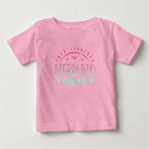 Hot Pink and Green Glitter Mermaid Vibes Baby T-shirt