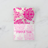 Hot Pink and Pearl Damask Thank You/DIY text Dankeskarte (Innenseite)