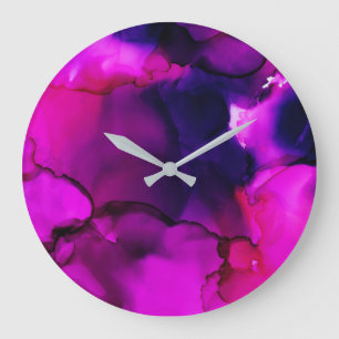 Hot Pink and Purple Modern Abstract Große Wanduhr