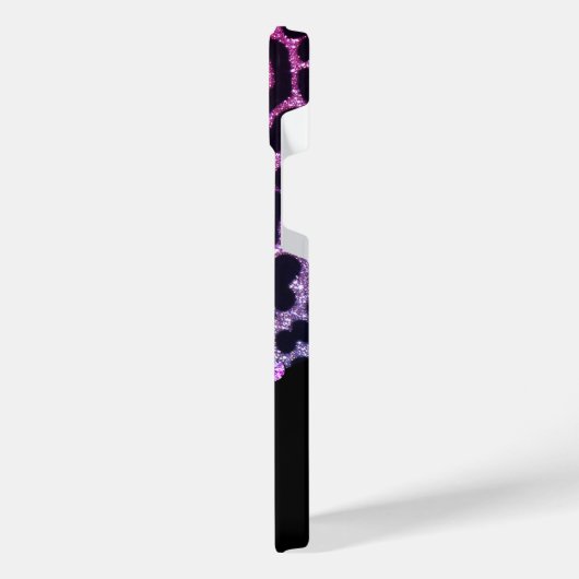 Hot Pink and Rhinestone Leopard Glitter Monogram iPhone Hülle (Linke Seite)