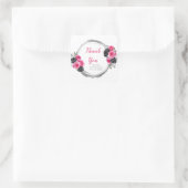 Hot Pink and Silver Elegant Flowers Birthday Party Quadratischer Aufkleber (Tasche)