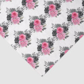 Hot Pink and Silver Elegant Flowers Seidenpapier (Detail)