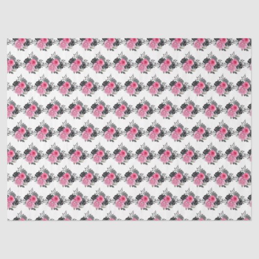 Hot Pink and Silver Elegant Flowers Seidenpapier (Vorderseite)