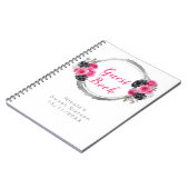 Hot Pink and Silver Elegant Flowers Sweet Sixteen Notizblock (Linke Seite)