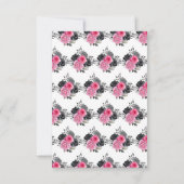 Hot Pink and Silver Elegant Flowers Sweet Sixteen RSVP Karte (Rückseite)