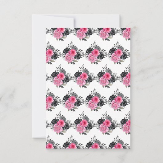 Hot Pink and Silver Elegant Flowers Sweet Sixteen RSVP Karte (Rückseite)