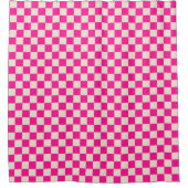 Hot pink and tan checkerboard pattern duschvorhang (Vorderseite)