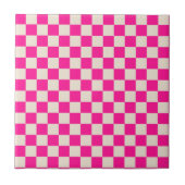 Hot pink and tan checkerboard pattern fliese (Vorderseite)