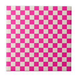 Hot pink and tan checkerboard pattern fliese